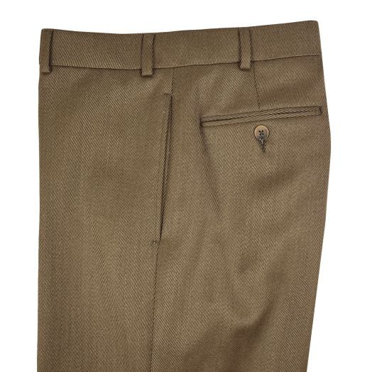 O'Connell's Plain Front Wool Cavalry Twill Trousers - Saddle Brown
