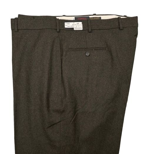 O'Connell's plain front Wool Flannel Trousers - Charcoal Brown (3004 Gene)