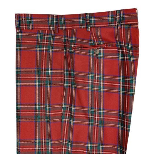 O'Connell's Plain Front Wool Flannel Trousers - Royal Stewart