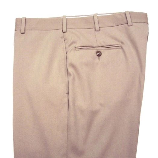 O'Connell's plain front wool Gabardine Trousers - British Tan