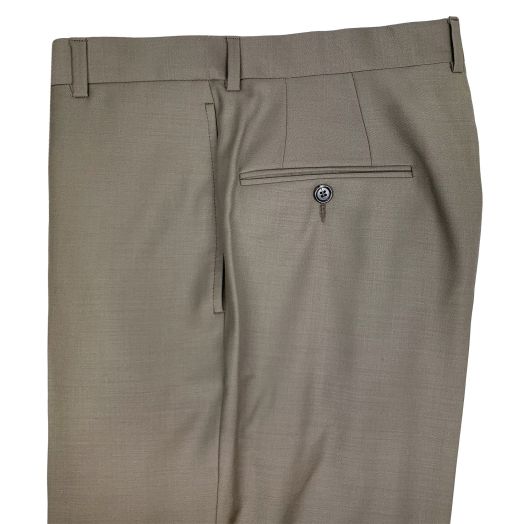 O'Connell's Plain Front Wool Gabardine Trousers - Light Olive