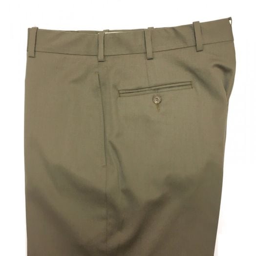 O'Connell's plain front wool Gabardine Trousers - Moss