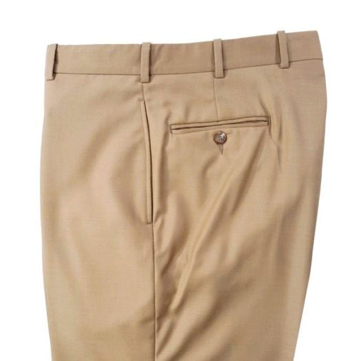 O'Connell's plain front wool Prunelle Gabardine Trousers - British Tan