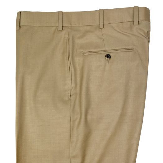 O'Connell's Plain Front Wool Prunelle Gabardine Trousers - British Tan