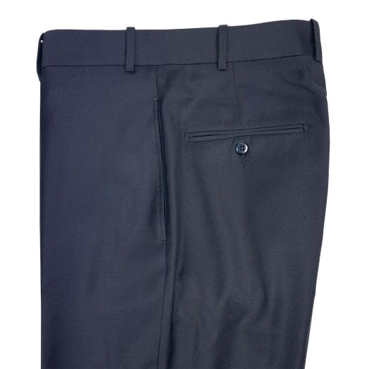 O'Connell's Plain Front Wool Prunelle Gabardine Trousers - Navy