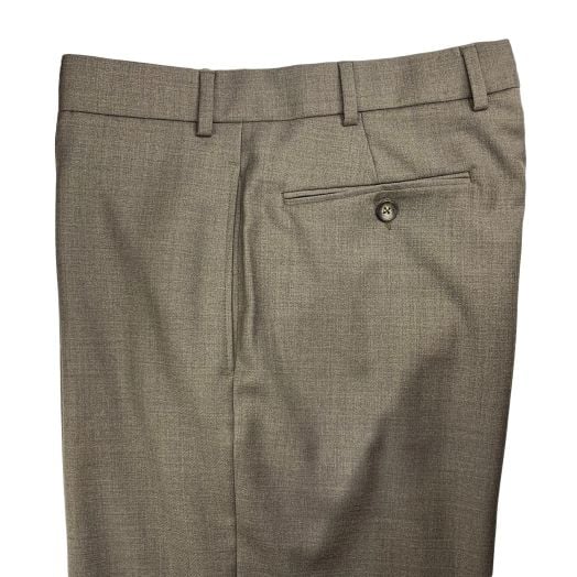 O'Connell's Plain Front Wool Serge Trousers - Light Charcoal Brown