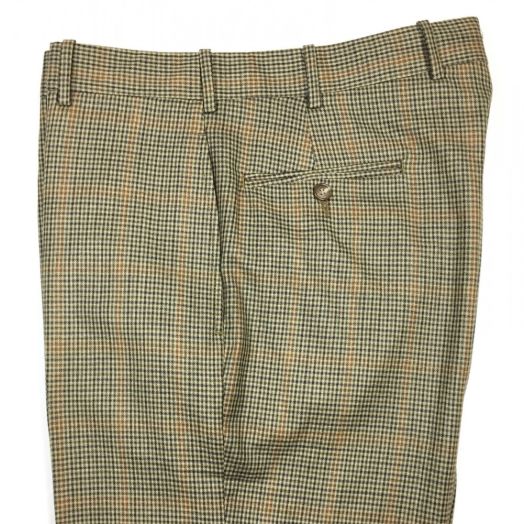 O'Connell's plain front Worsted Wool Trouser -  District Check - Tan, Olive, Brown &  Rust