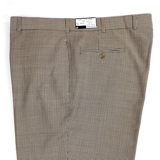 O'Connell's Plain Front Worsted Wool Trousers - Brown, Tan, Red Houndstooth (6701)