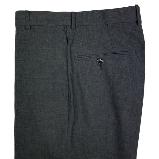 O'Connell's Plain Front Worsted Wool Trousers - Charcoal