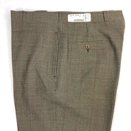 O'Connell's Plain Front Worsted Wool Trousers - Tan, Olive, Blue & Rust Houndstooth (8015)