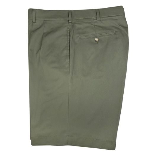 O'Connell's Plain Front Bermuda Shorts - Cotton Gabardine - Olive