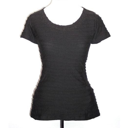 O'Connell's Women's Pleated Cotton T-Shirt - Maya - Black