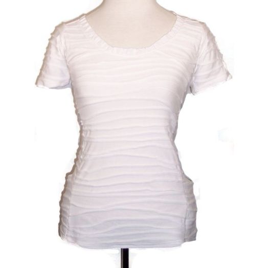 O'Connell's Women's Pleated Cotton T-Shirt - Maya - White