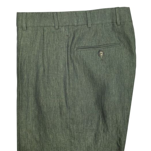 O'Connell's Pleated Delave Linen Trousers - Olive