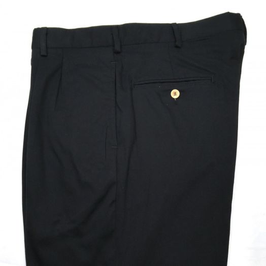 O'Connell's Pleated Cotton Dress Gabardine Trousers - Black