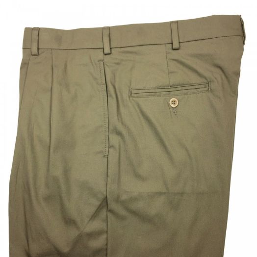 O'Connell's Pleated Cotton Dress Gabardine Trousers - Mushroom