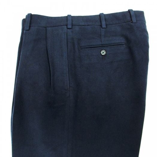 O'Connell's pleated front cotton Moleskin Trouser - Navy