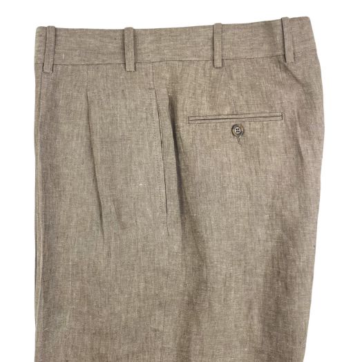 O'Connell's Pleated Delave Linen Trousers - Walnut