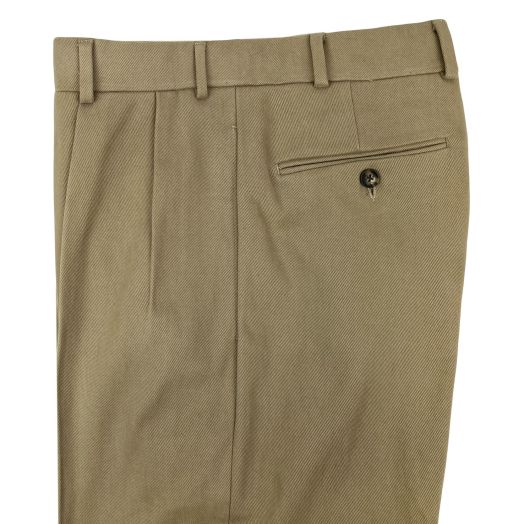 O'Connell's Pleated Front Estate Twill Trousers - Khaki