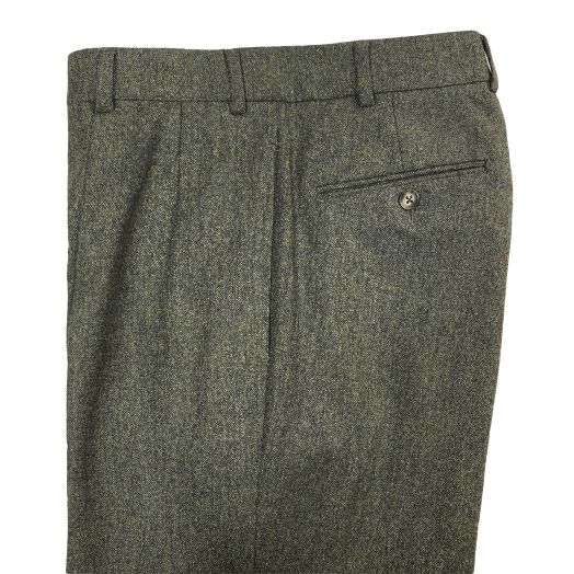 O'Connell's pleated front Lambswool Donegal Tweed Trousers - Olive Marl