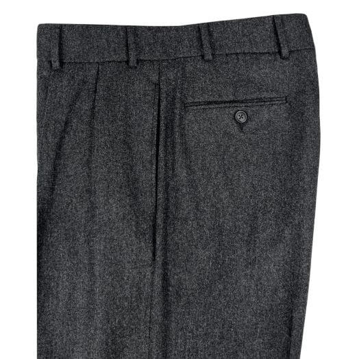 O'Connell's Pleated Front Lambswool Flannel Trousers - Charcoal