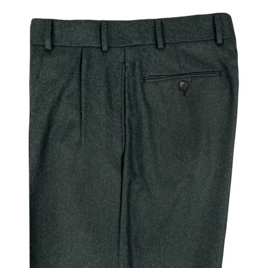 O'Connell's Pleated Front Lambswool Flannel Trousers - Forest