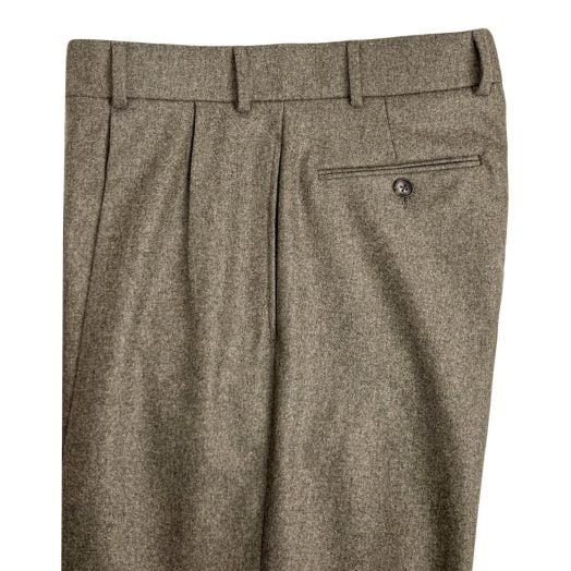 O'Connell's Pleated Front Lambswool Flannel Trousers - Hickory