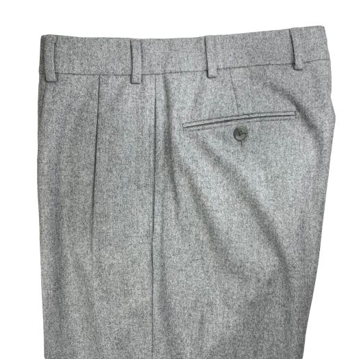 O'Connell's Pleated Front Lambswool Flannel Trousers - Light Grey