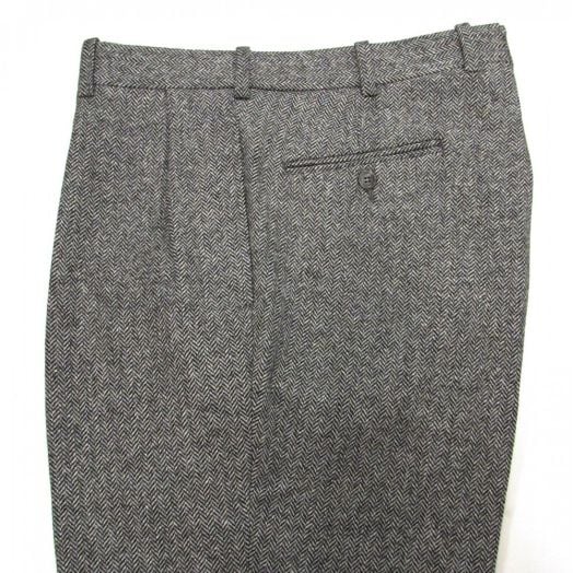 O'Connell's pleated front Lambswool Herringbone Tweed Trousers - Grey