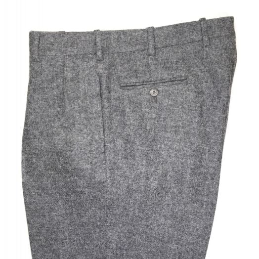 O'Connell's Pleated Front Shetland Wool Trousers - Cambridge Grey