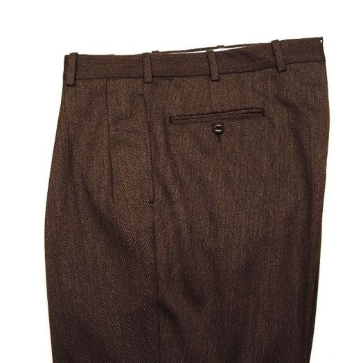 O'Connell's pleated front Wool Cavalry Twill Trousers - Brown