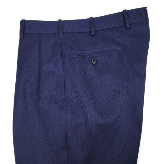 O'Connell's pleated front Wool Cavalry Twill Trousers - Midnight Blue