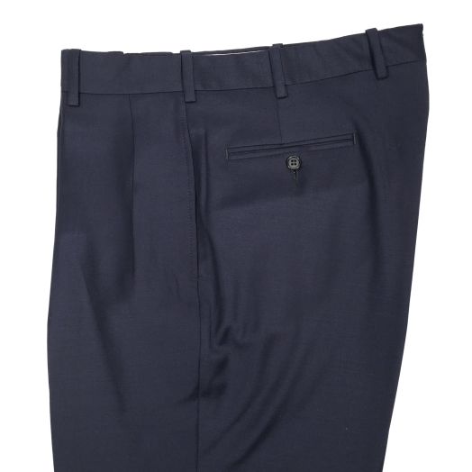 O'Connell's pleated front wool Prunelle Gabardine Trousers - Navy
