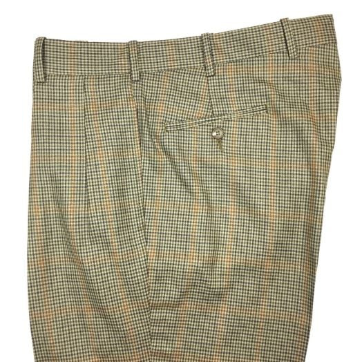 O'Connell's pleated front Worsted Wool Trouser - District Check - Tan, Olive, Brown & Rust