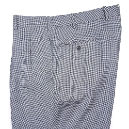 O'Connell's Pleated Worsted Wool Trouser - Houndstooth - Blue & Black