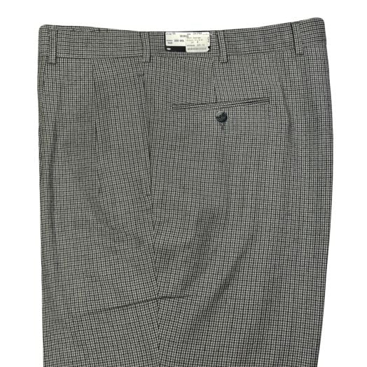 O'Connell's Pleated Front Worsted Wool Trousers - Black & Grey Houndstooth (7511)