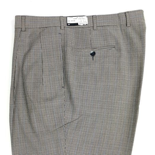 O'Connell's Pleated Front Worsted Wool Trousers - Grey, Blue, Tan Houndstooth (6700)