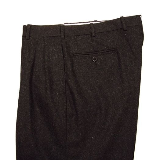 O'Connell's pleated Lambswool Flannel Trousers - Charcoal