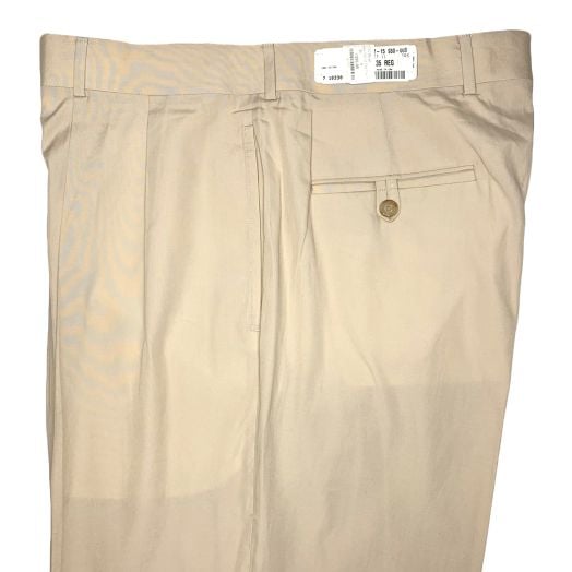 O'Connell's Pleated Sea Island Cotton Poplin Trousers - Tan (0212)