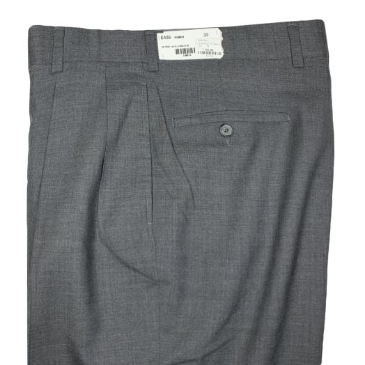 O'Connell's Pleated Super 100's Worsted Wool Trousers - Medium Grey (E409 HU)
