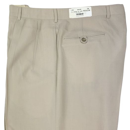 O'Connell's Pleated Wool Blend Trousers - Stone