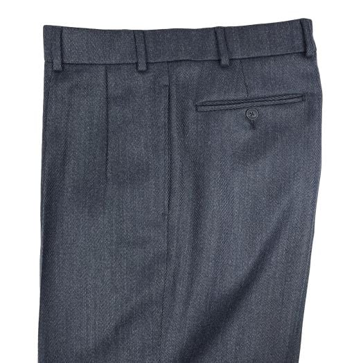 O'Connell's Pleated Wool Cavalry Twill Trousers - Blue Mix