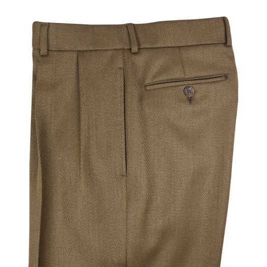 O'Connell's Pleated Wool Cavalry Twill Trousers - Saddle Brown