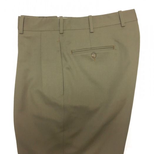 O'Connell's pleated wool Gabardine Trousers - Moss