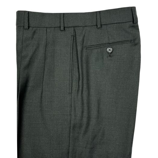 O'Connell's Pleated Wool Serge Trousers - Loden