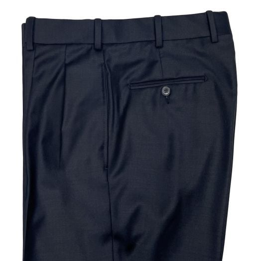 O'Connell's Pleated Wool Serge Trousers - Navy