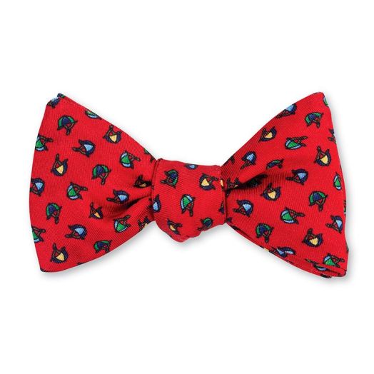 O'Connell's Printed Silk Bow Tie - Jockey Helmets - Red (095930)