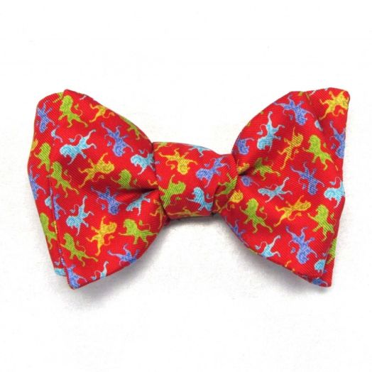 O'Connell's Printed Silk Bow Tie - Lions - Red with Blue, Sky, Lime & Yellow (1Red) (66037)