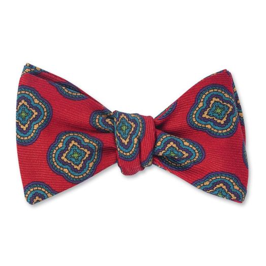 O'Connell's Printed Silk Bow Tie - Medallion - Red (097456)