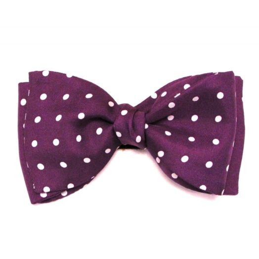Atkinsons Silk Bow Tie - Polka Dot - Purple & White (54244)